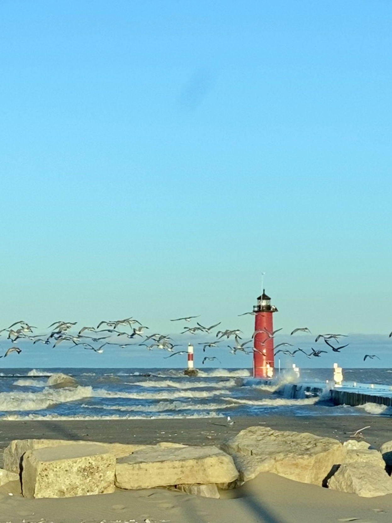 windy lakefront
